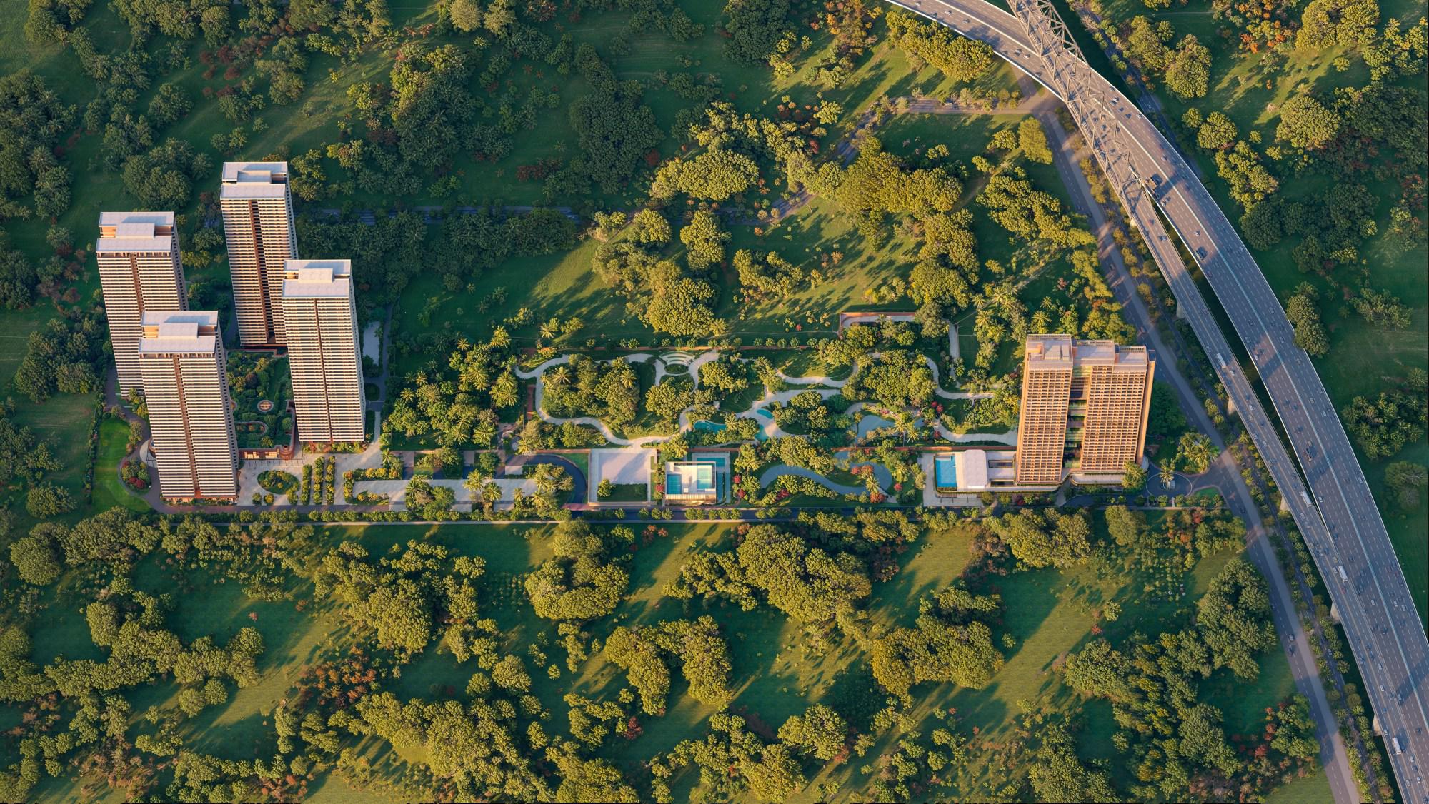 Forest and landscaped greens at Estate 360