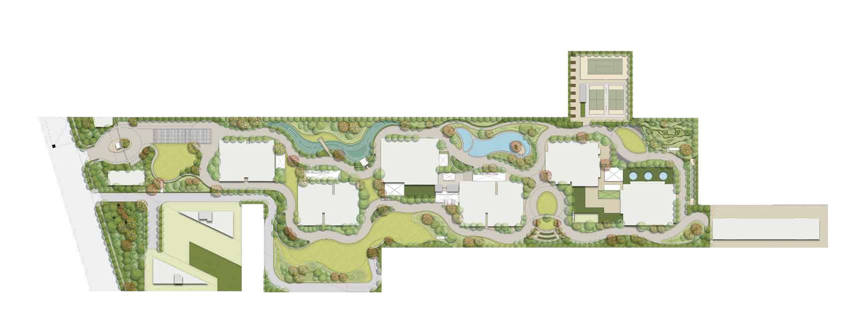 Master plan of Max Antara Living showing senior residences, Antara Club, wellness zones and landscaped greens in Sector 36B Gurugram